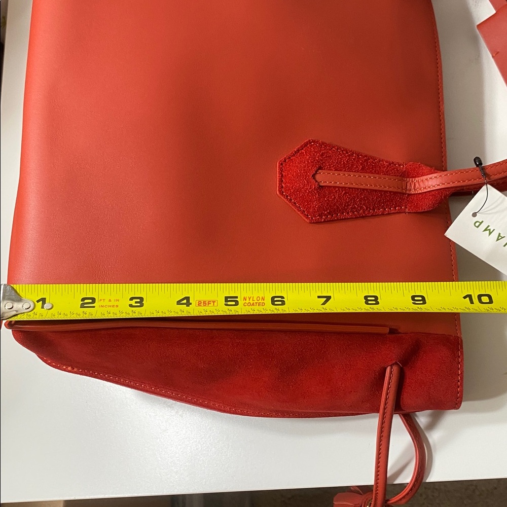 Longchamp Penelope Red Soft Leather & Suede Large Tote Bag - Picture 12 of 15